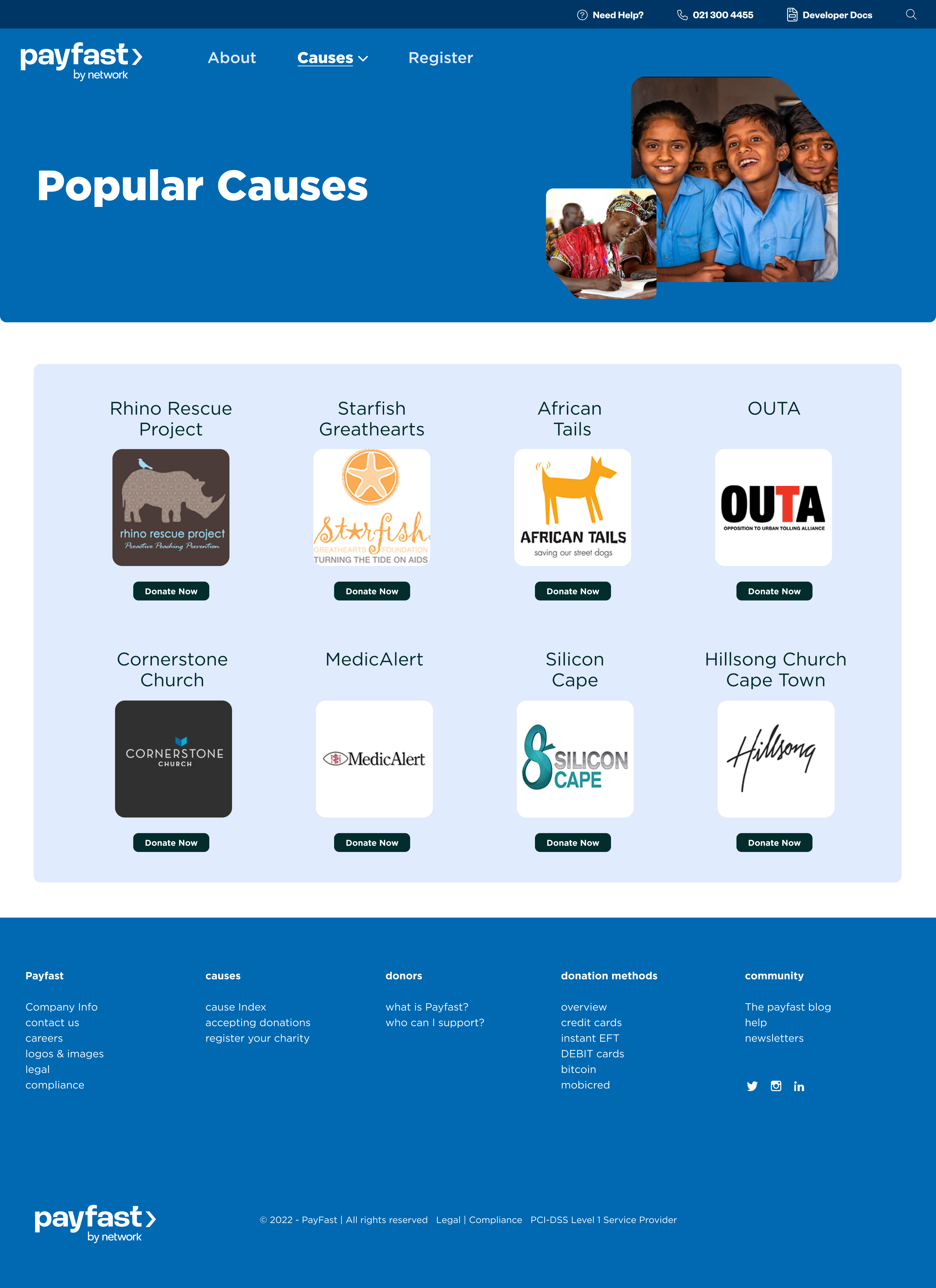 Final design — Popular Causes page